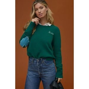 ANTHROPOLOGIE NWT Kerri Rosenthal Love Embroidered Cashmere Sweater MEDIUM